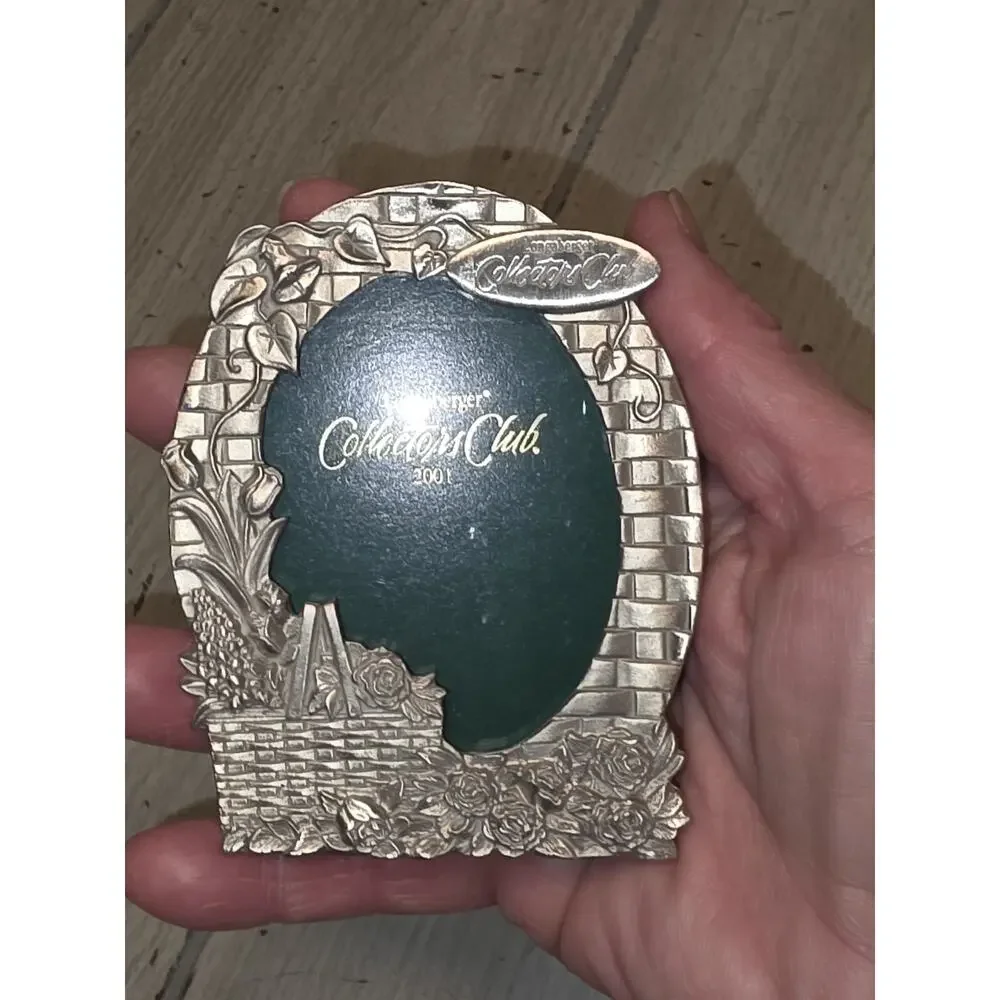 Vtg Longaberger Collectors Club 2001 Pewter Floral Basket Picture Frame New